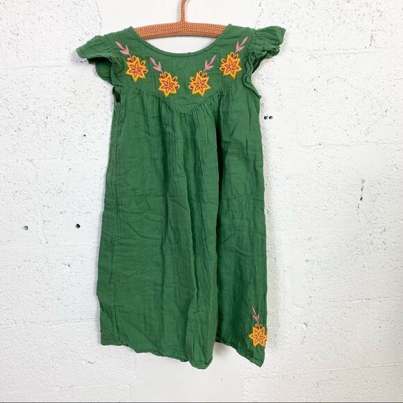 Galeries Lafayette green embroidered 100% cotton tunic dress 10 - Picture 3 of 7